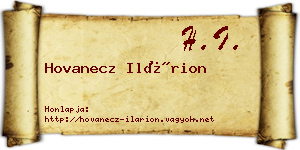 Hovanecz Ilárion névjegykártya